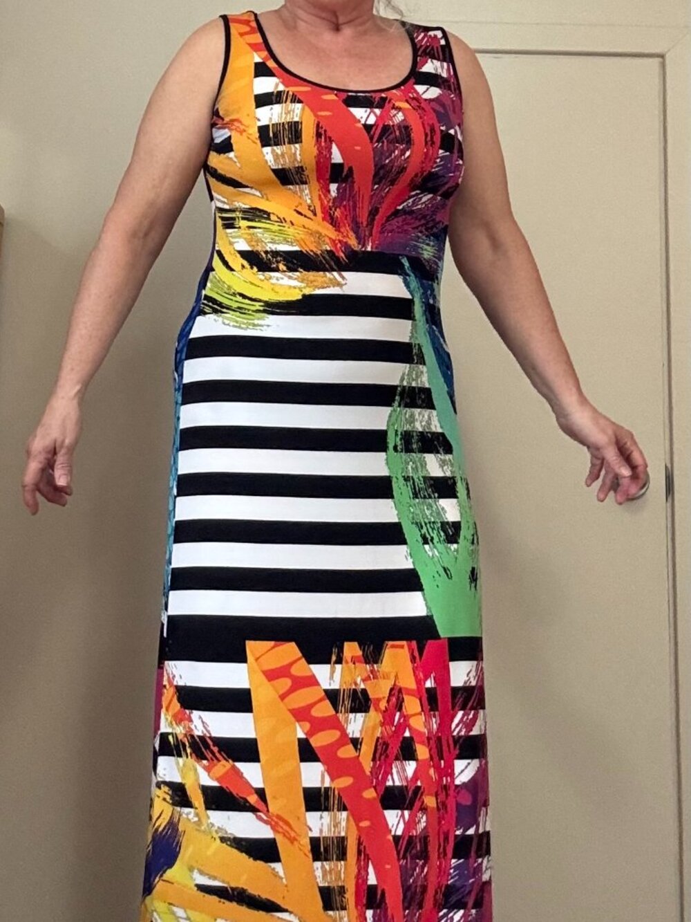 Frank Lyman Colorful Sleeveless Maxi Dress L Cruise Resort Wear